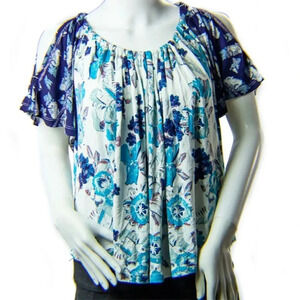 Free People Floral Cold Shoulder Blouse